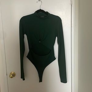 Urban Behavior Forest Green Cut Out Front Bodysuit